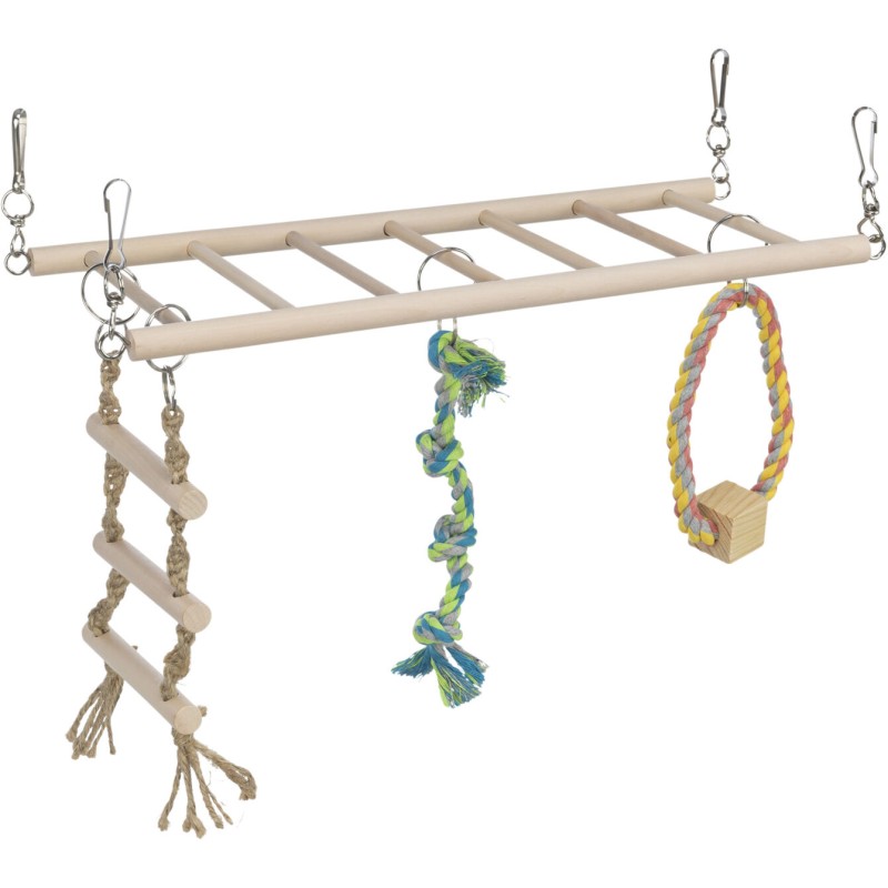 Pod Suspendat pentru Rozatoare, cu Jucarii, Lemn, 35 x 15 x 15 cm