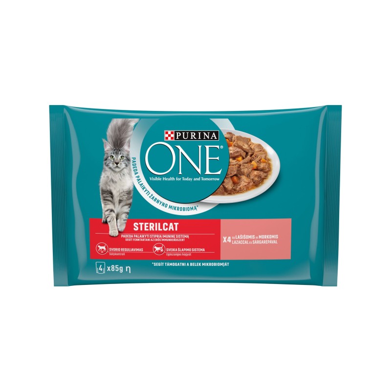 Purina One Cat, Steril, Somon/Morcov, 4x85g