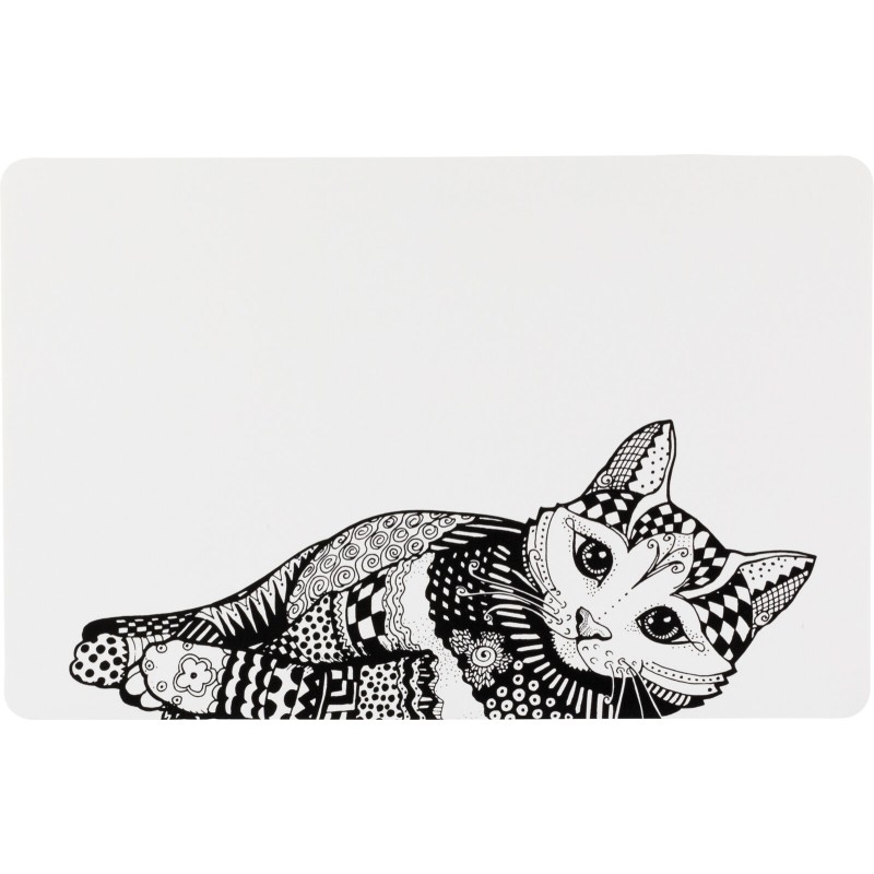 Servet Cat Pentru Castron, Pisici, Plastic, 44 x 28 cm, Alb/Negru