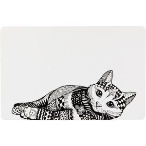Servet Cat Pentru Castron, Pisici, Plastic, 44 x 28 cm, Alb/Negru
