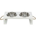 Set 2 Castroane Inox cu Suport Lemn MDF, Alb, 2 buc