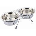 Set 2 Castroane Inox cu Suport Metalic, Gri, 2 buc, Dimensiune ø 16 cm/35 x 8 x 19 cm/2 x 0.9 l