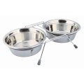 Set 2 Castroane Inox cu Suport Metalic, Gri, 2 buc, Dimensiune ø 21 cm/44 x 10 x 23 cm/2 x 1.5 l