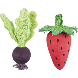 Set Jucarii Lemn Pentru Rozatoare, Capsuna/Sfecla, 6/9 cm
