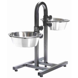 Stativ Reglabil cu 2 Castroane Inox, 2 x 2.8 l/ 24 cm