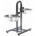 Stativ Reglabil cu 2 Castroane Inox, 2 x 2.8 l/ 24 cm