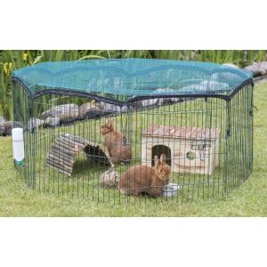 Tarc Metalic pentru Rozatoare, cu Plasa de Protectie, 8 Elemente, 150 x 57 cm