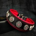 Zgarda Bijou, Piele Naturala, Negru/Rosu, Produs Redus, Marime M