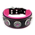 Zgarda Bijou Puppy, Piele Naturala, Negru/Roz, Produs Redus, Marime S