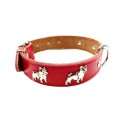 Zgarda Exo cu Motiv Bulldog, Piele, Rosu, Marime L: 60 cm/25 mm