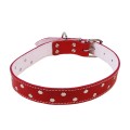 Zgarda Exo cu Ornament Buline L0-L6, Pasla, Piele, Rosu, Dimensiune L5: 63/4 cm