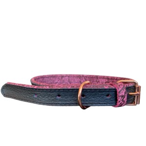 Zgarda Monserra Piele Naturala, Negru/Roz, 20 mm x 45 cm