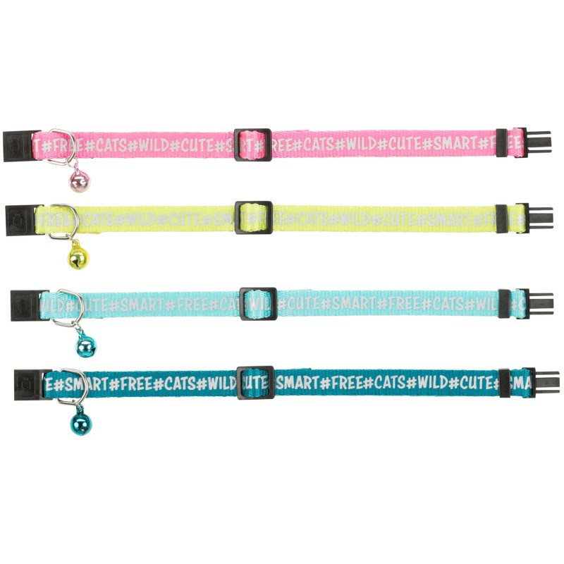 Zgarda Pentru Pisici Reflectorizanta, Wild Cute Smart Free Cats, Diverse Culori