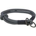 Zgarda Soft, Coarda, Semistrangulanta, Negru/Gri, Marime S-M: 40 cm/ø 10 mm