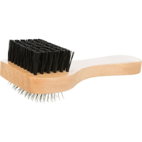 L(-22%)Perie Tesala Dubla Soft, Maner Lemn/Peri Metalici Si Sintetici, 6x13 cm, 2359