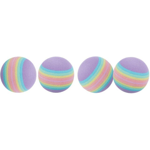 Jucarie Pentru Pisici, Set 4 X Mingi Curcubeu, 4 cm 4097	