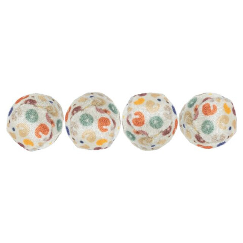 Jucarie Pentru Pisici, Set 4 Mingi Cu Imprimeu Leopard, 4 cm, 4109	