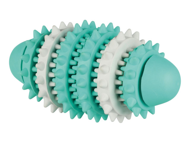 Jucarie Pentru Caini, Denta Fun, Minge Rugby, Aroma Menta, Cauciuc,15 cm, 33132