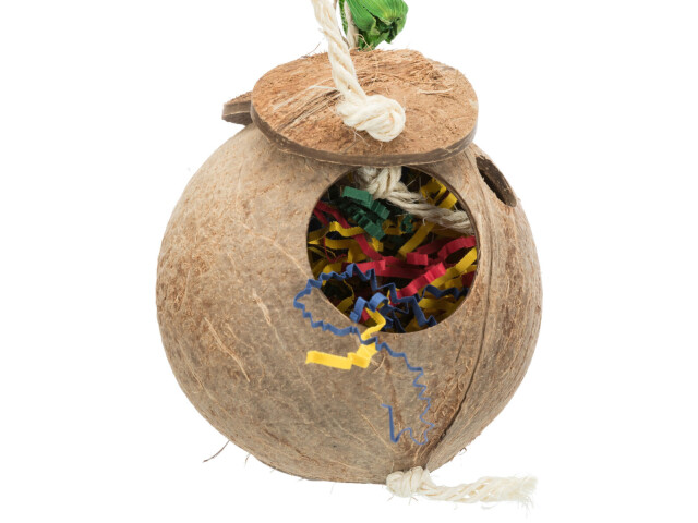 Jucarie Pentru Pasari, Nuca De Cocos Pe Franghie, 35 cm, 58920	