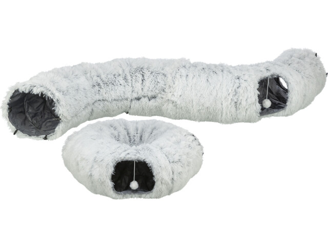 Tunel De Joaca Pentru Pisici, Cu 4 Intrari, Nailon, 3/22x50 cm, Gri Inchis/ Gri Deschis, 4305