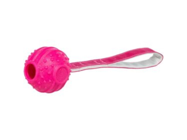 Jucarie Pentru Caini, Minge cu Franghie, TPR, 27 cm, Roz, 33477