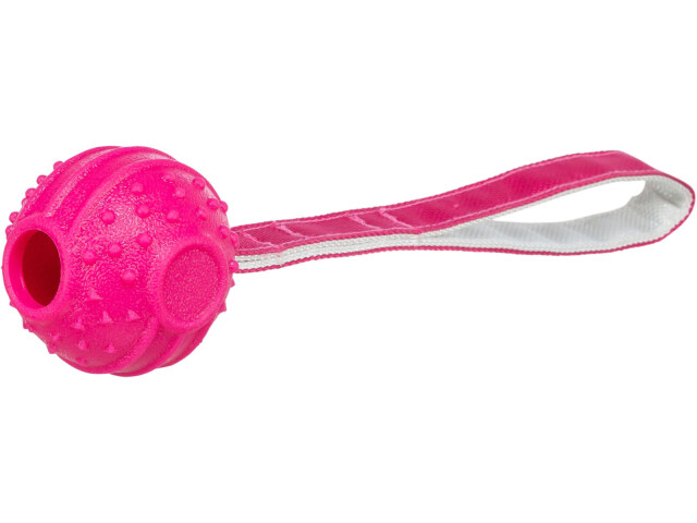 Jucarie Pentru Caini, Minge cu Franghie, TPR, 27 cm, Roz, 33477