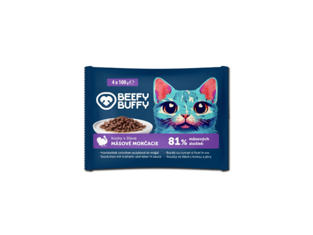 Hrana Umeda Pentru Pisici, Curcan si Ficat in Sos, 4x100 g