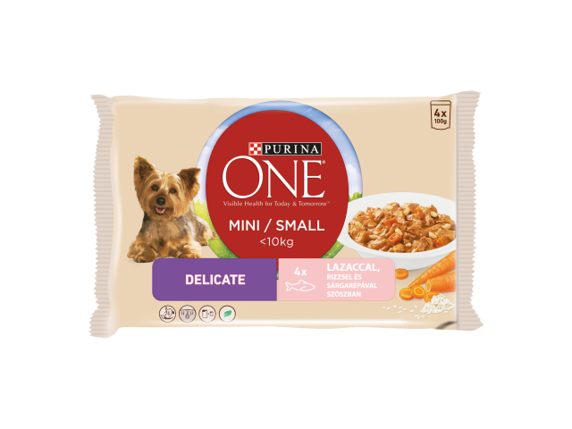 Hrana Umeda Pentru Caini, One Mini Delicate, Cu Somon/Orez/ Morcovi, 4 x 100 g