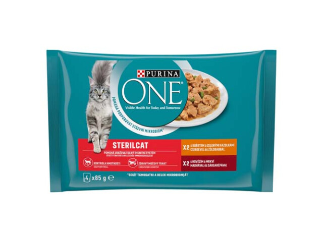 Hrana Umeda One pentru Pisici Sterilizate, cu Pui/Mazare si Vita/Morcovi, 4 x 85 g