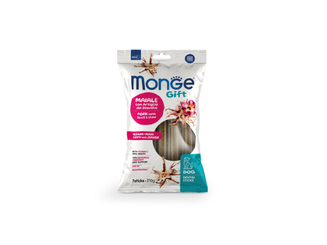 Recompense Pentru Caini, Gift Dental Sticks Medium-Maxi Puppy/Junior, Cu Porc/Ghiara Diavolului, 210 g
