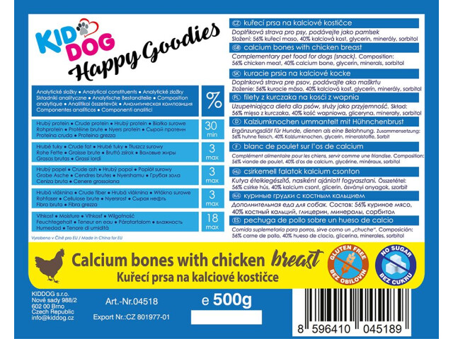 Recompense Pentru Caini, Oase De Calciu Cu Piept De Pui, 500 g, A04518