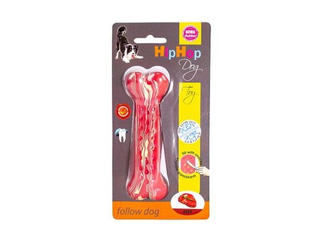 Jucarie Pentru Caini, HipHop, Dental, Os Antibacterian, Aroma Friptura De Vita, Cauciuc, 13.5 cm, A434253