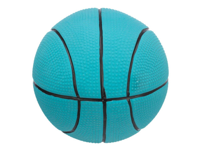 Jucarie Pentru Caini, Minge Basket, Latex, Cu Sunet, 13 cm, Albastru Petrol, 3501	