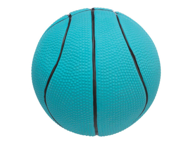 Jucarie Pentru Caini, Minge Basket, Latex, Cu Sunet, 13 cm, Albastru Petrol, 3501	