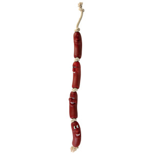 Jucarie Pentru Caini, Lant De 4 Carnati Pe Sfoara, Vinil, 75 cm, 3252