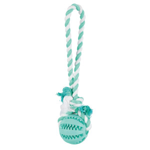 Jucarie Pentru Caini, Denta Fun, Minge De Cauciuc Pe Sfoara, Aroma Menta, 7/24 cm, 3299
