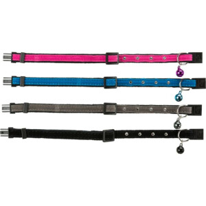 Zgarda Pentru Pisici, Catifea, Cu Clopotel Si Strasuri, Diverse Culori, 4148	