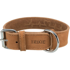 Zgarda Piele Rustic Heartbeat, S-M: 34-40 cm / 30 mm, Maro, 19014