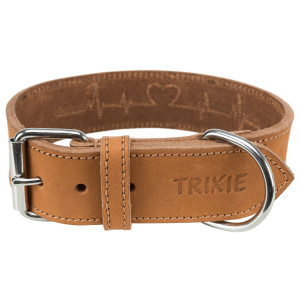 Zgarda Piele Rustic Heartbeat, L-XL: 55-65 cm / 40mm, Maro, 19017