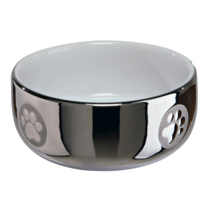 Castron Ceramic Pentru Pisici, 0.3 l/11 cm, Argintiu/Alb, 24799