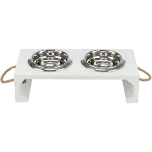 Set 2 Castroane Inox Cu Suport Lemn MDF, Be Nordic, 2x0.4 l/14 cm/38x18x10 cm, Alb, 24835