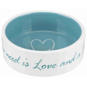 Castron Ceramic, Pet's Home, 0.3 l/ 12 cm, Crem/Albastru Petrol, 25050