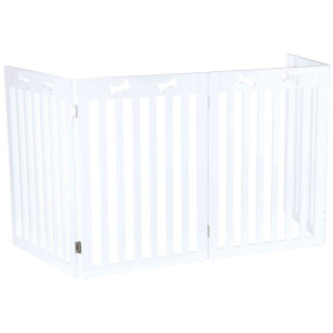 Bariera Pentru Caini, 4 Elemente, MDF, 60-160x75 cm, Alb, 39457	