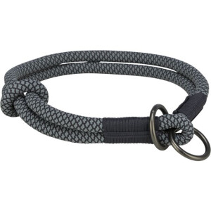 L(-22%)Zgarda Coarda Soft, Semistrangulanta, M: 40 cm / 10 mm, Negru/Gri, 1984601