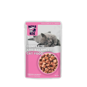 Hrana Umeda Pentru Pisici, Miss Kis Kitten&Junior, Cu Pui In Sos, 80 g