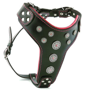 Ham Bijou, Piele Naturala, M: 50-75 cm, Negru/Rosu, pentru Amstaff, Border Collie, Vizsla, etc