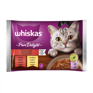 Hrana Umeda Pentru Pisici, Whiskas Pure Delight Adult, Cu Vita/Pui, 4x85 g