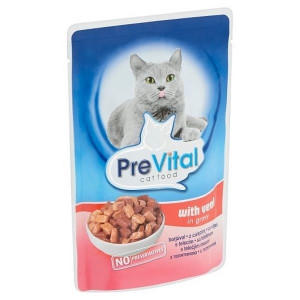 Hrana Umeda Pentru Pisici, Prevital, Cu Vitel In Sos, 100 g	