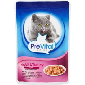 Hrana Umeda Pentru Pisici, Prevital, Cu Iepure Si Curcan In Jeleu, 100 g