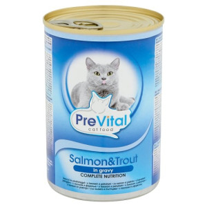 Hrana Umeda Pentru Pisici, Prevital, Cu Somon Si Pastrav In Sos, 415 g	